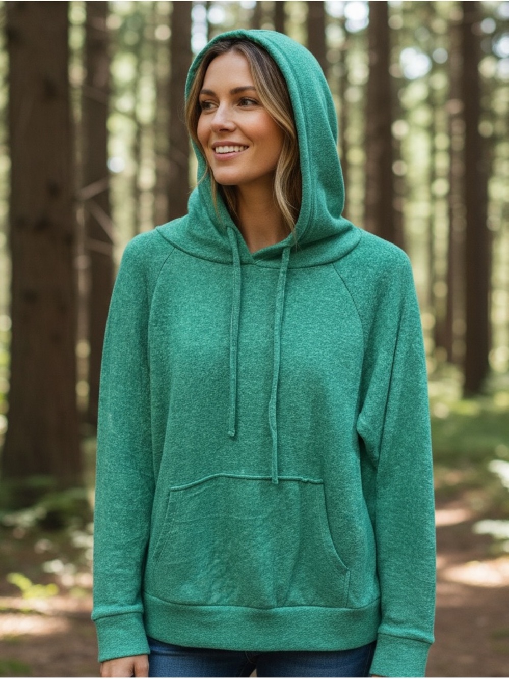 Z-C4 Zenana Cozy Brushed Melange Forest Green Hoodie